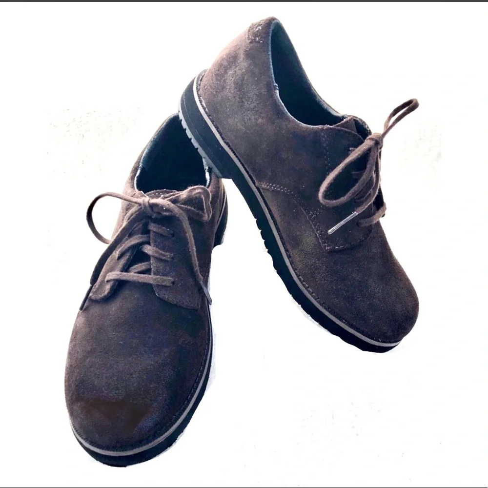 Sperry Topsiders Boys “Tevin” Brown Suede Oxfords Size 2 W